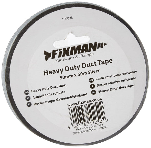 Fixman 189098 Heavy Duty Duct Tape 50 mm x 50m Silver
