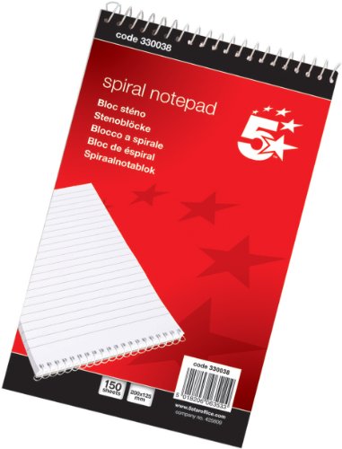 5 Star Office Spiral Notepad Headbound Ruled 300 Pages 127x200mm [Pack 10]