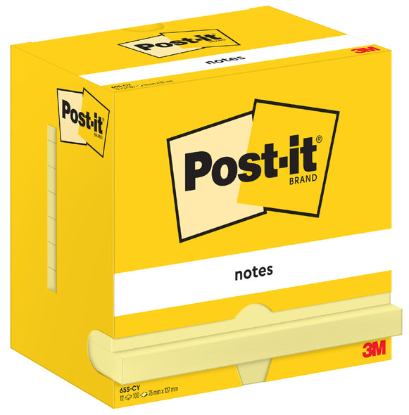 Post-it Notes 76x127mm 100 Sheets Canary Yellow (Pack 12) 7100290165