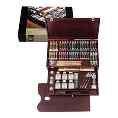 Oil colour wooden box Excellent | 19 x 15 ml + 18 x 40 ml + 3 x 60 ml + 1 x 150 ml + 48 accessories