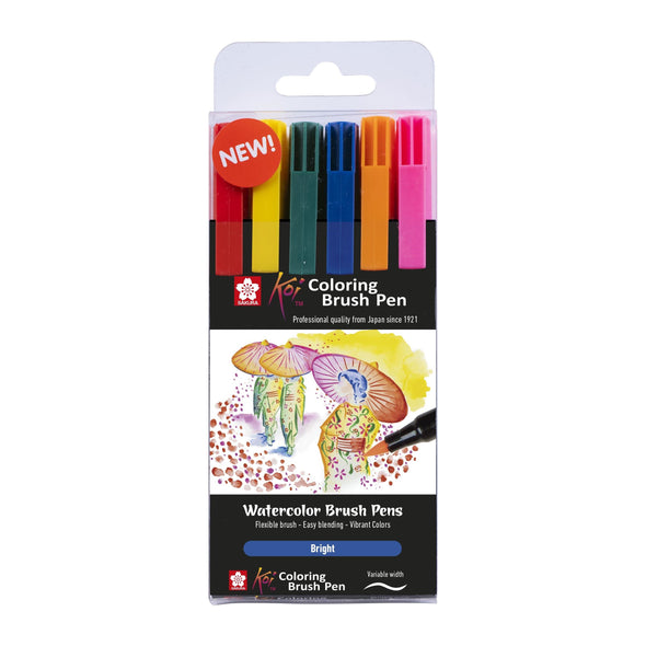 Koi Coloring Brush Pen set Bright | 6 colours