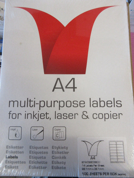 A4 Labels 14 Per Sheet Size