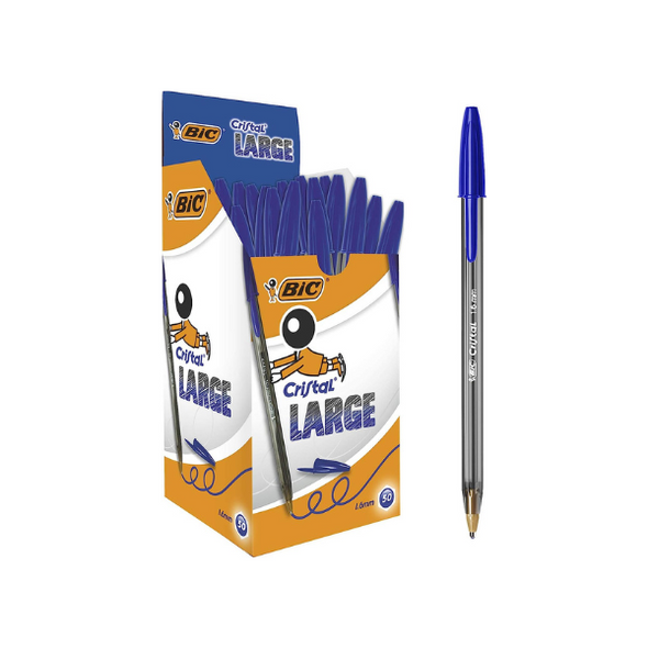BIC Cristal Large Wide Point Ball Ballpoint Pens Blue, Pack of 50 *3 Packs*