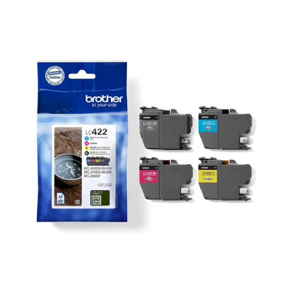 Brother Original LC-422VAL Value Pack Ink Cartridges *Slightly Tatty Packaging*