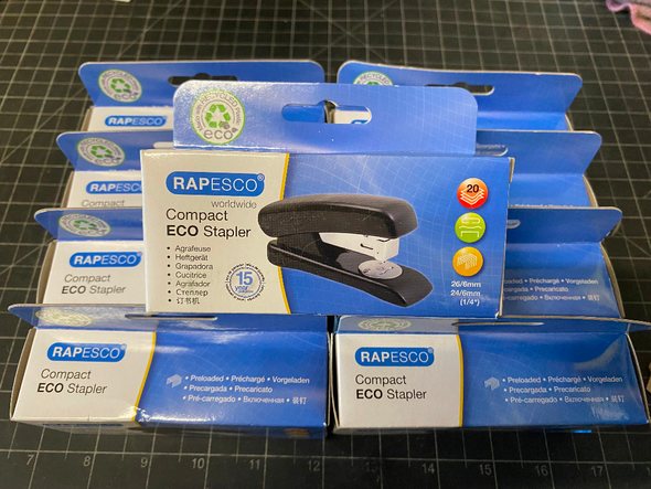 Lot of 9 Rapesco Eco Half Strip Stapler Plastic 20 Sheet Black