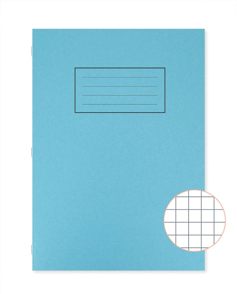 Silvine A4 Exercise Book - Blue. Ruled 7mm Squares pack of 10