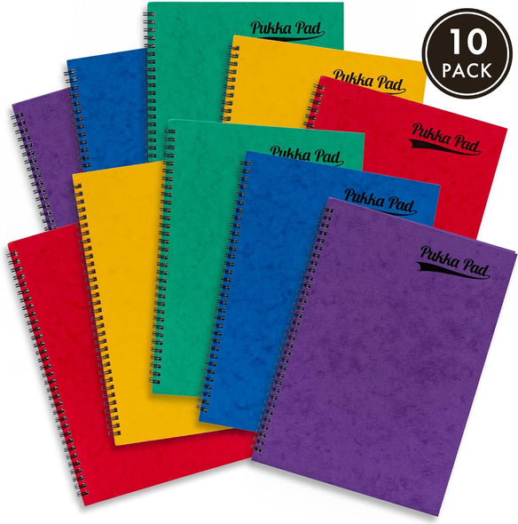 Pukka Pad Bright A4 Pad 10 Pack Wire-Bound Notebooks 120 Pages 80GSM Lined Paper