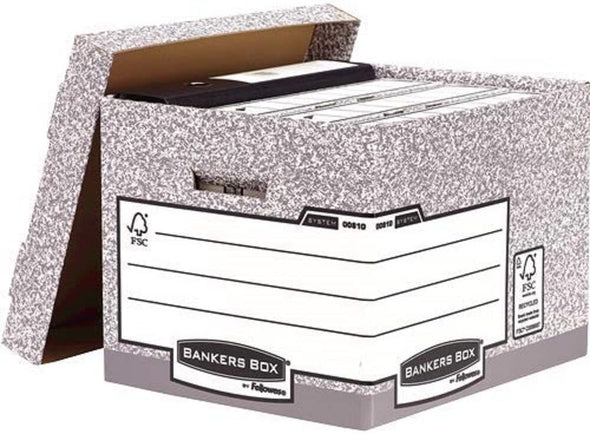 Fellowes Bankers Box 00810-FF System Storage Box, Standard - Grey, Pack of 10