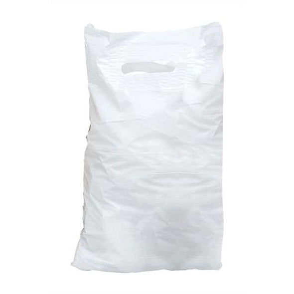 500x Patch Handle Carrier Bags White Plastic Die Cut Handle Reusable Shopping Bag