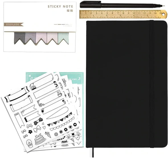 Bullet Journal - A5 Dotted Notebook With Accessories - Black