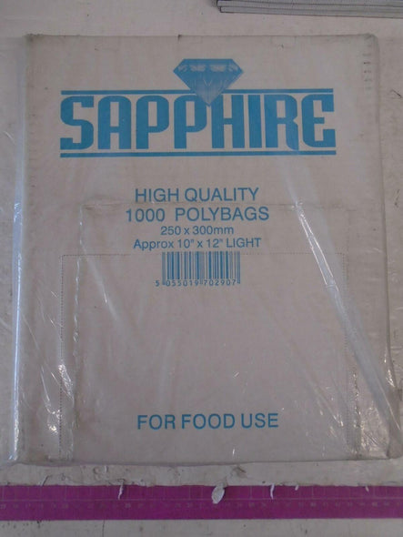 10 x 12'' clear polythene food bags.