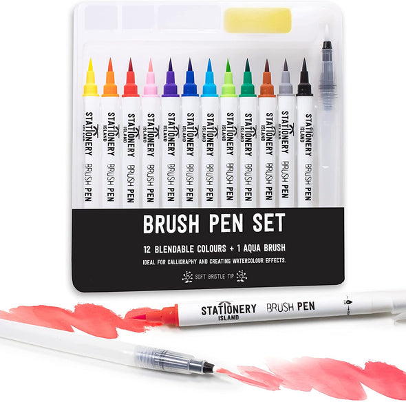 Brush Pens - Pack of 12 + Aqua Brush