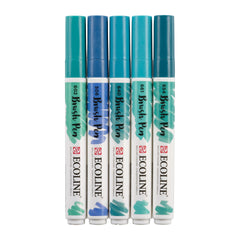Brush pen set Green Blue | 5 colours