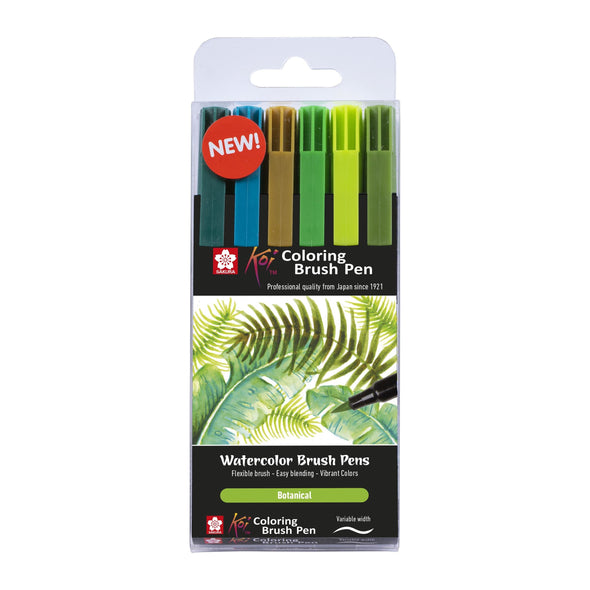 Koi Coloring Brush Pen set Botanical | 6 colours