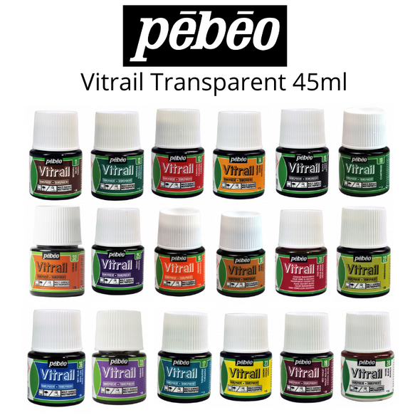 Pebeo Vitrail Stained Glass Effect Paint 45ml Transparent Colours & Mediums