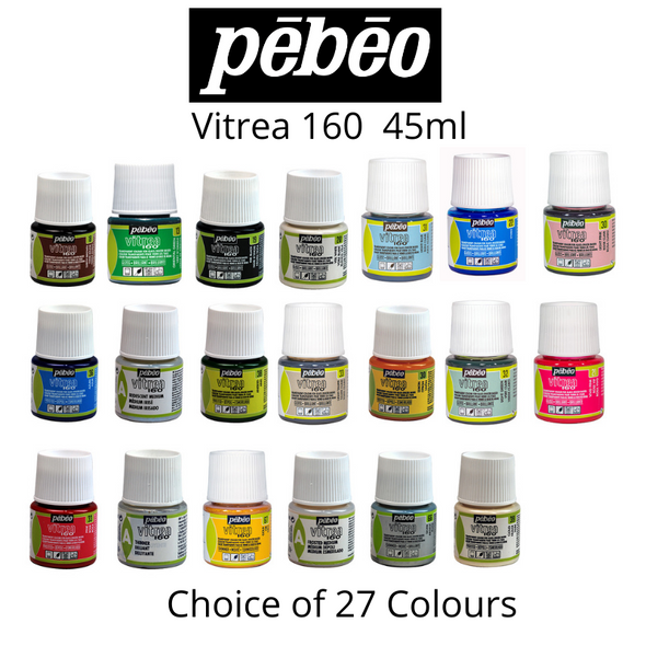 Pebeo Vitrea 160 Permanent Glass Paint Glossy,Frosted,Shimmering 45ml pots
