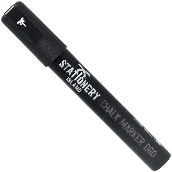 Black Dry Wipe D60 Chalk Pen - 6mm Chisel Nib