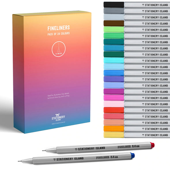 Coloured Fineliner Pens - Set of 24