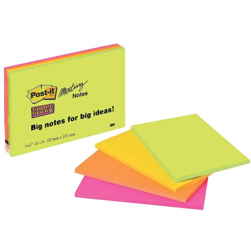 Post it Notes 152 mm x 101 mm Super Sticky Note Meeting Notes.