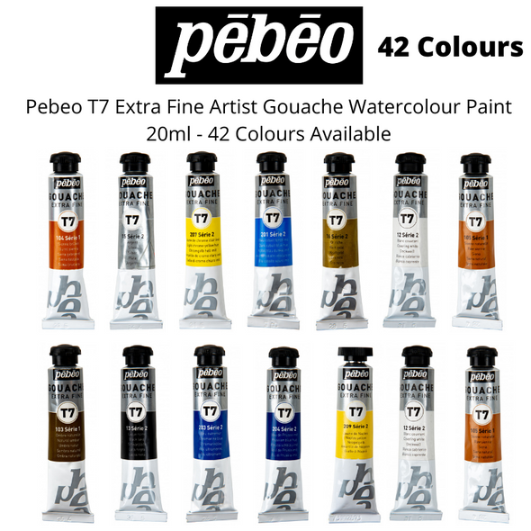 Pebeo T7 Extra Fine Artist Gouache Watercolour Paint 20ml - 42 Colours Available