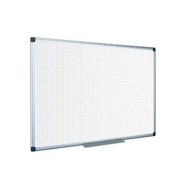 Bi-Office Maya Gridded Magnetic Aluminium Framed Whiteboard 60x45cm