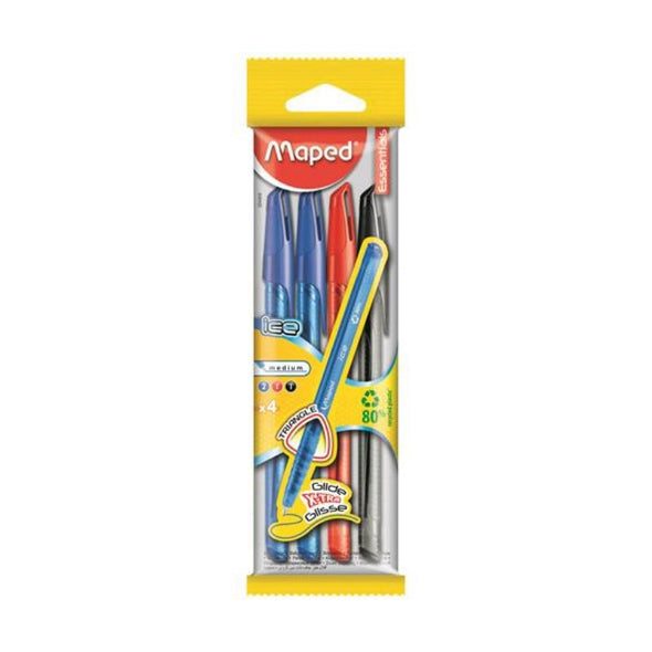 Maped Ice Ballpoint Pens Medium Assorted Colours Pack of 4