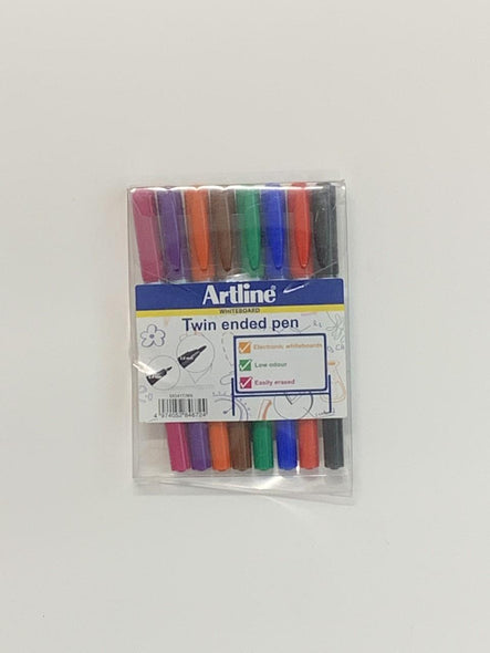 Artline 2-in-1 Whiteboard Pen Wallet of 8 Assorted Colours
