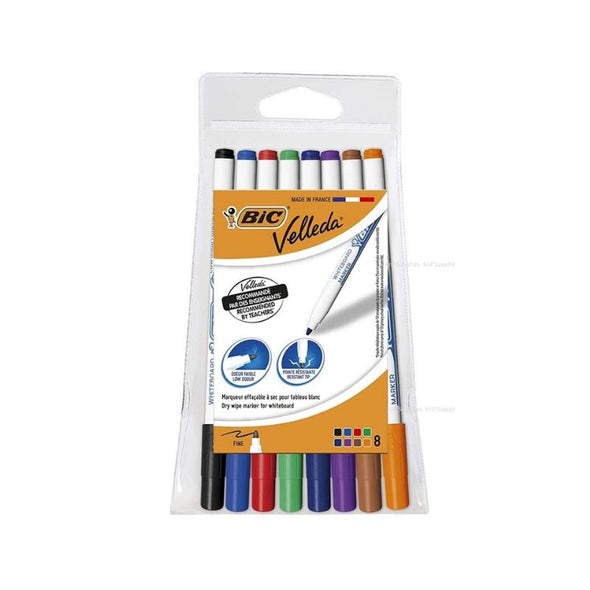 Bic Velleda Fine Point Whiteboard Pens (Pouch of 8) Assorted Colours