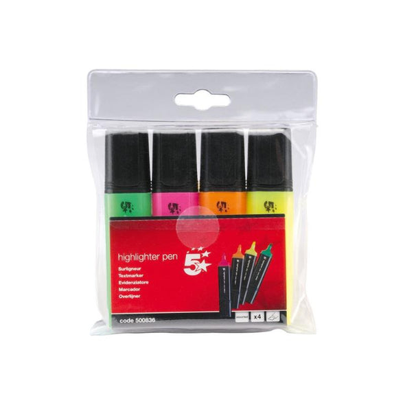 5 Star Office Highlighters 500836 Assorted 4 Pack