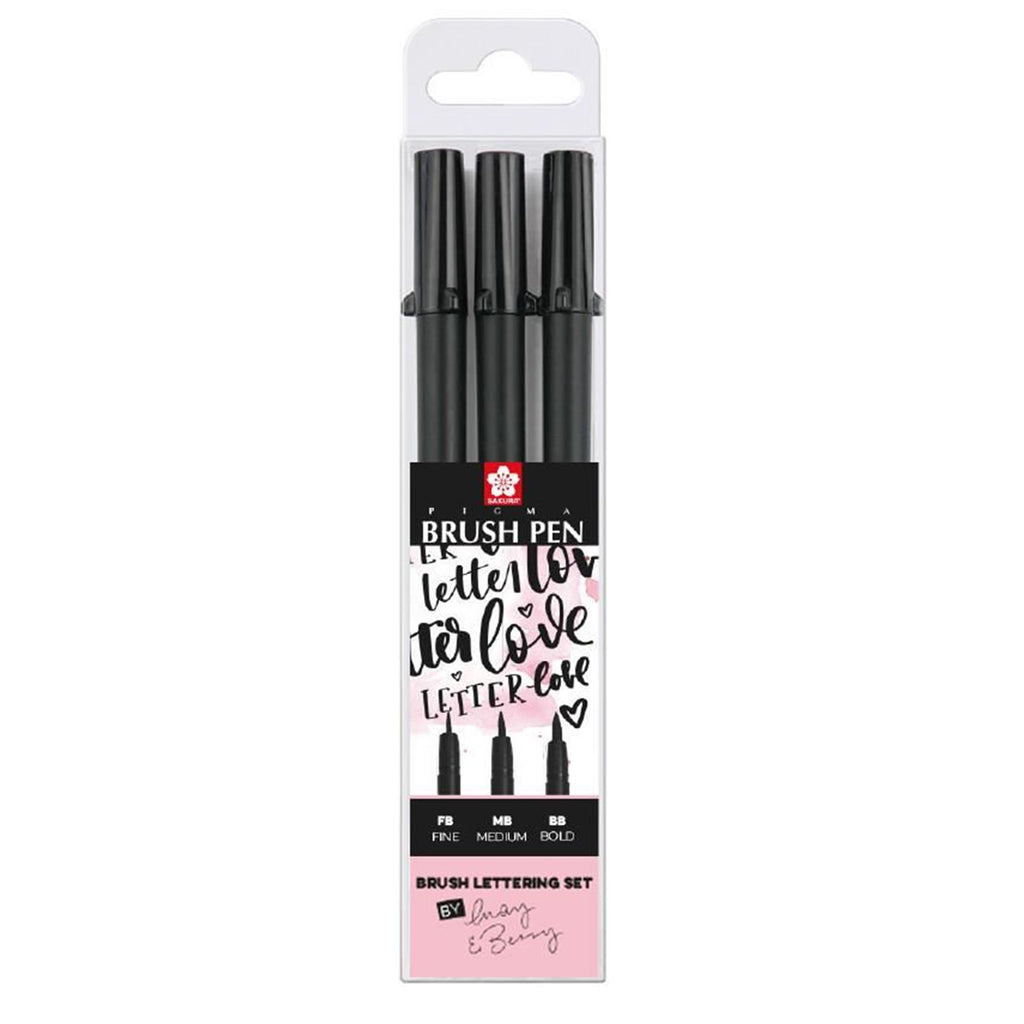 Pigma Brush Pen hand lettering set | 3 sizes, black