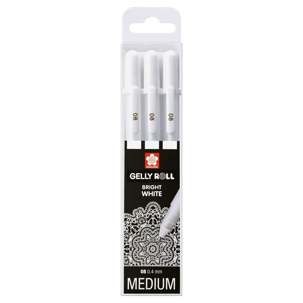 Sakura Gelly Roll white medium pens set of 3