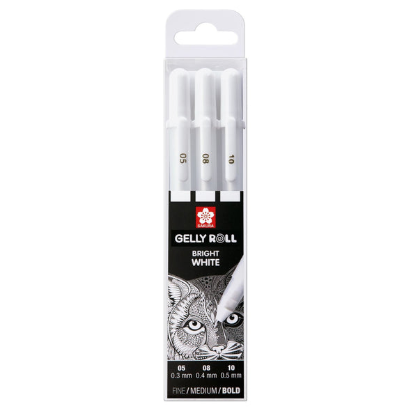 Gelly Roll set Bright White fine-medium-bold | 3 pens