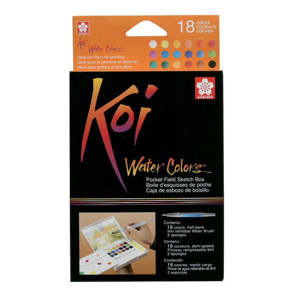 Koi Water Colors Pocket Field Sketch Box | 18 half pans