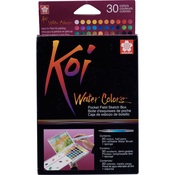 Koi Water Colors Pocket Field Sketch Box | 30 half pans